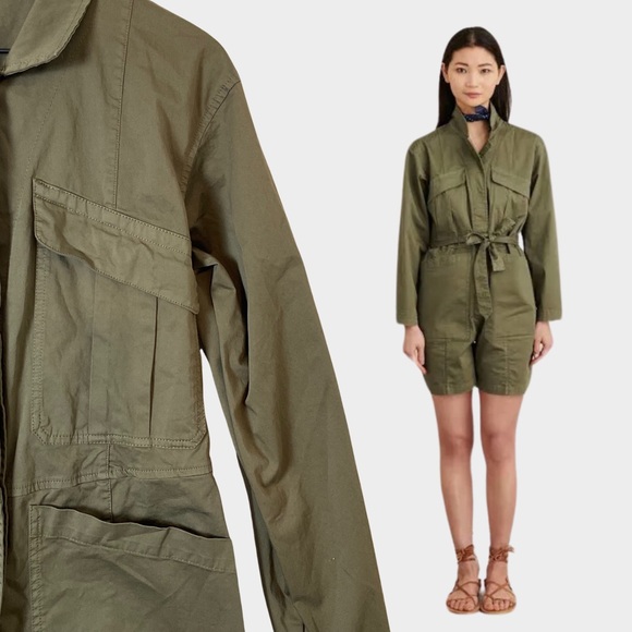 Alex Mill Expedition Short Jumpsuit | Romper | Utility | Army Green | Medium - Picture 1 of 15